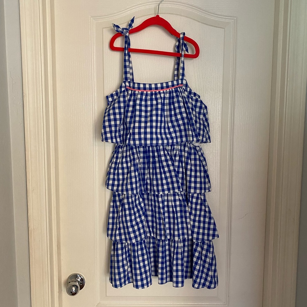 Crewcuts - Girl’s Blue & White Ruffled Gingham Dress